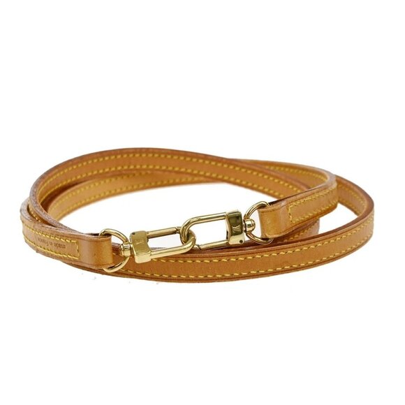 LOUIS VUITTON Logo Shoulder Strap Leather Brown Gold Bag Accessory 63EF817 - Picture 1 of 8